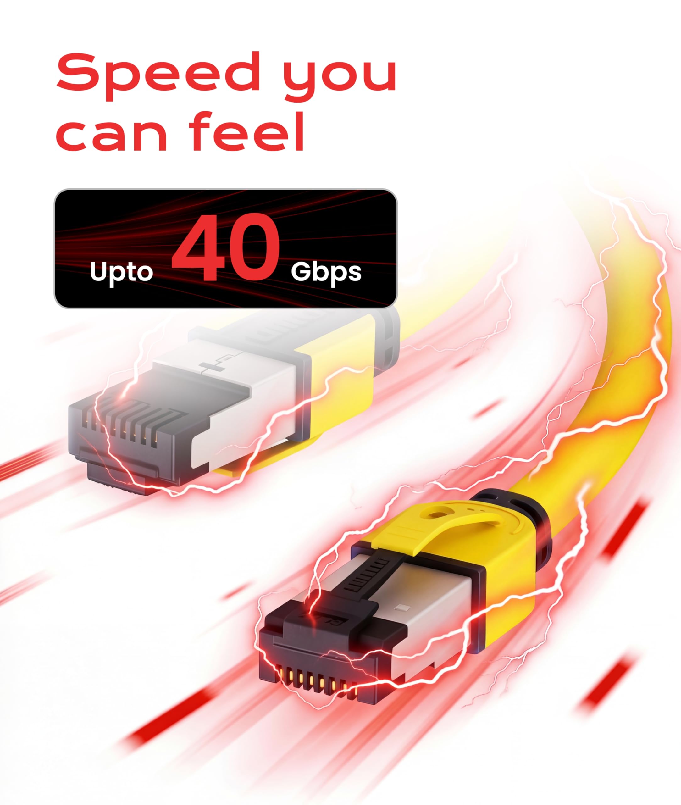 LINKUP - [Certificato 40Gbps] Cavo Patch Ethernet Cat8 con Doppia Schermatura┃2000MHz (2GHz) Cat8.1┃Cavi LAN a Prova di Futuro Compatibili con Cat7A Cat7 Cat6A Reti 25G 10G 1G┃Giallo┃35ft (10.6 metri)