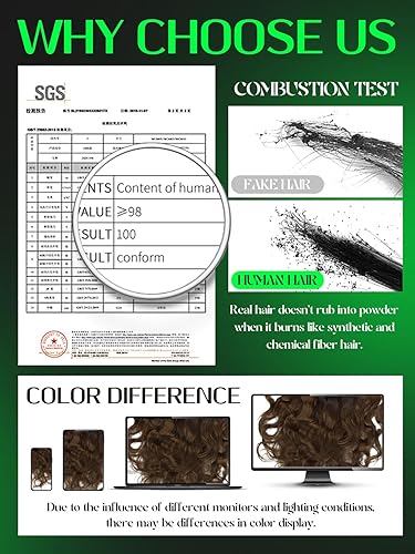 Miniatura 5 de Anrosa Extensiones de cabello humano Remy ondulado natural de 18 pulgadas, color negro natural #1B4, color negro natural en marrón oscuro #4, 4.23