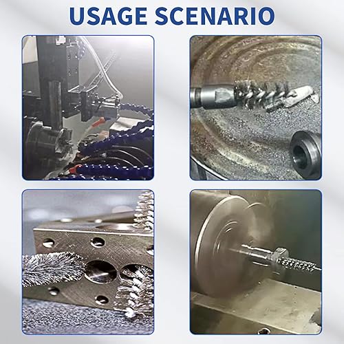 Miniatura 7 de 6 cepillos de acero inoxidable en diferentes tamaños, cepillo de limpieza de alambre trenzado con mango vástago hexagonal de 14 pulgadas para
