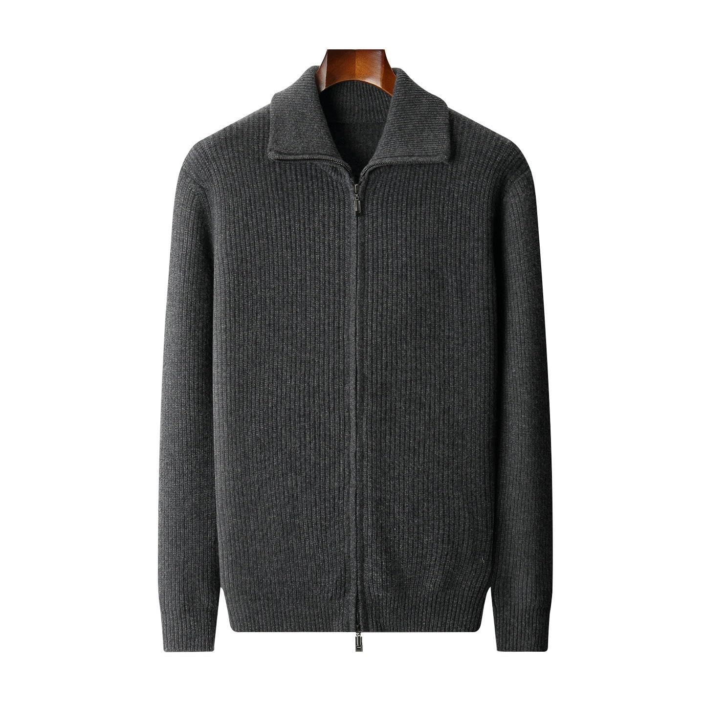 Cárdigan de punto de cachemira con cremallera para hombre de mediana edad para otoño e invierno