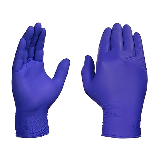 Miniatura 2 de Ammex, Ainpf, Guantes de nitrilo médicos, caja con 100 unidades, guantes desechables, sin polvo, sin látex, grado de revisión, 4 mil, color índigo,