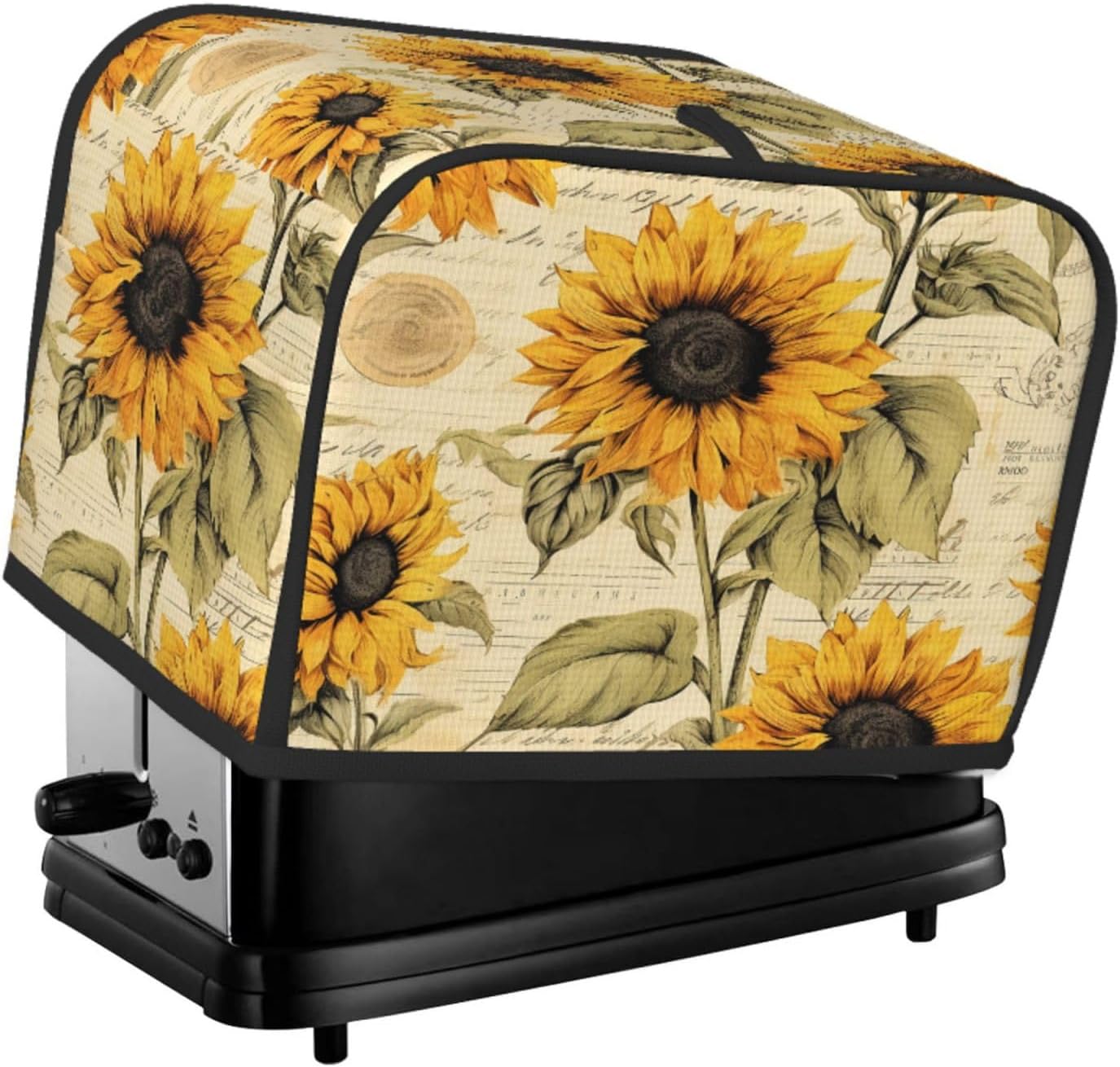 Toaster Cover 2 Slice Retro Sunflower Waterproof Appliance Cover with Hang Loop Bread Baker Toaster Cover for Kitchen