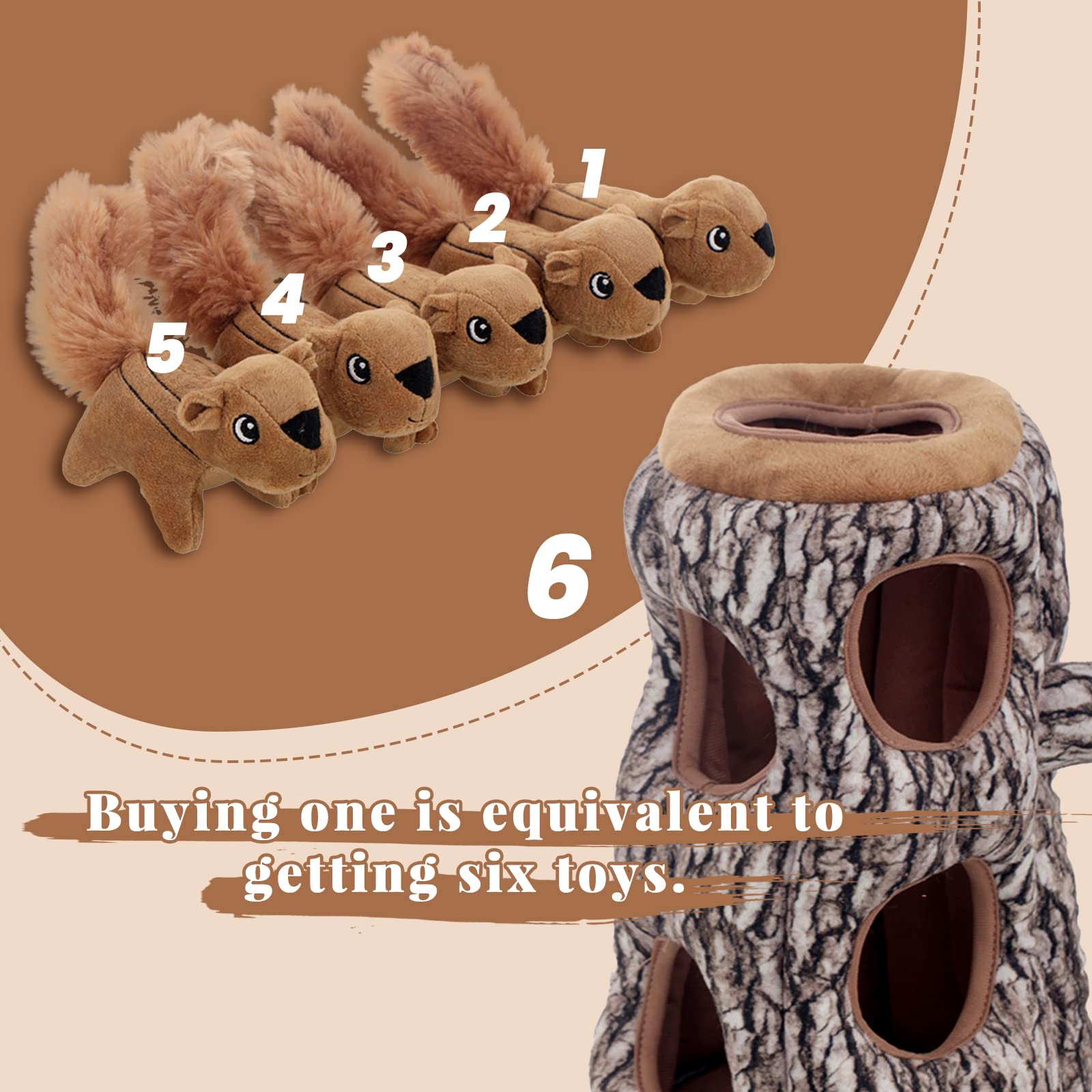 LaiFug Jouet en Peluche pour Chien en Forme d'écureuil caché, Jouet interactif couineur pour Chien, Taille XL