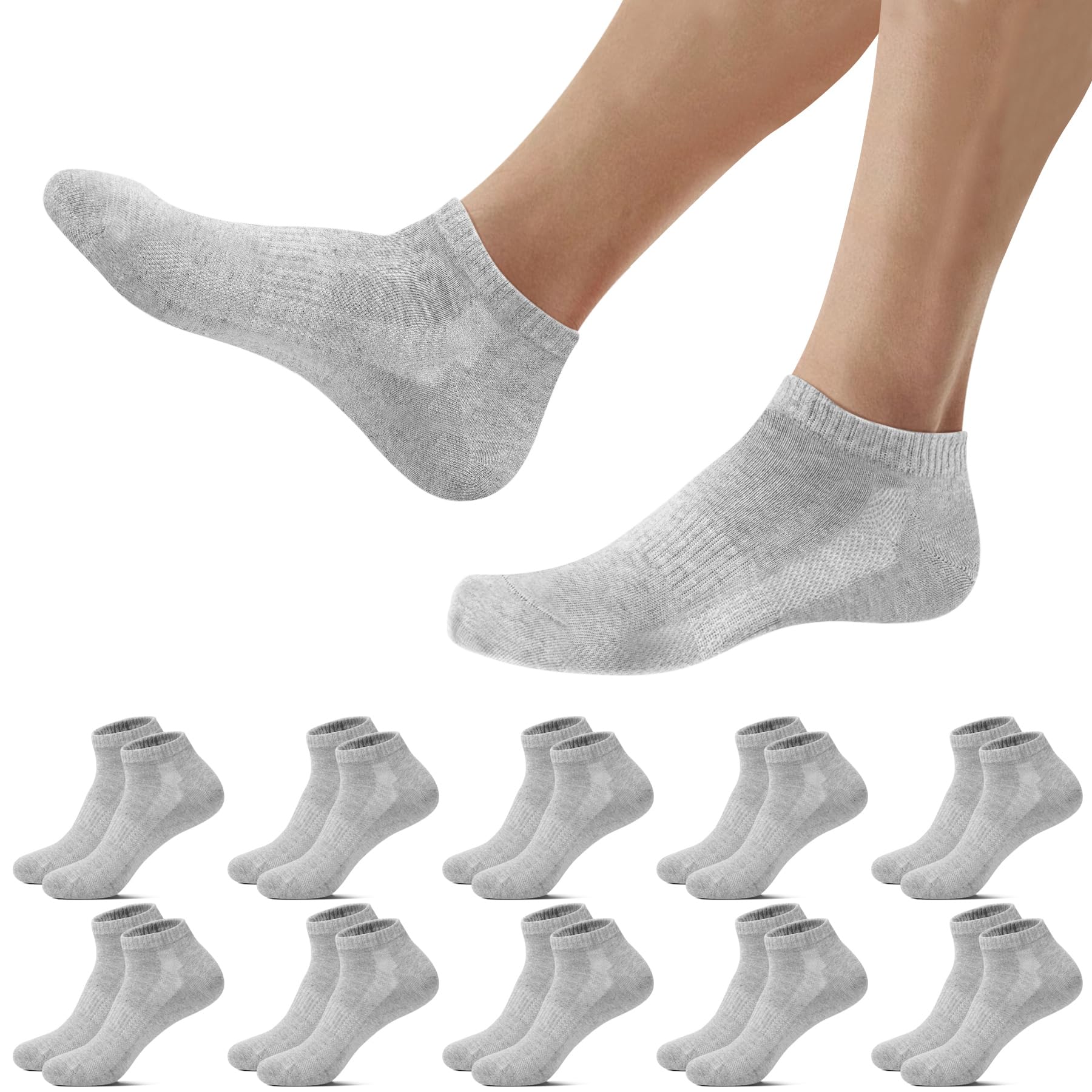 Falechay 10 Paar Sneaker Socken Herren Damen Sportsocken Kurze Atmungsaktive Sneakersocken Baumwolle Halbsocken Unisex