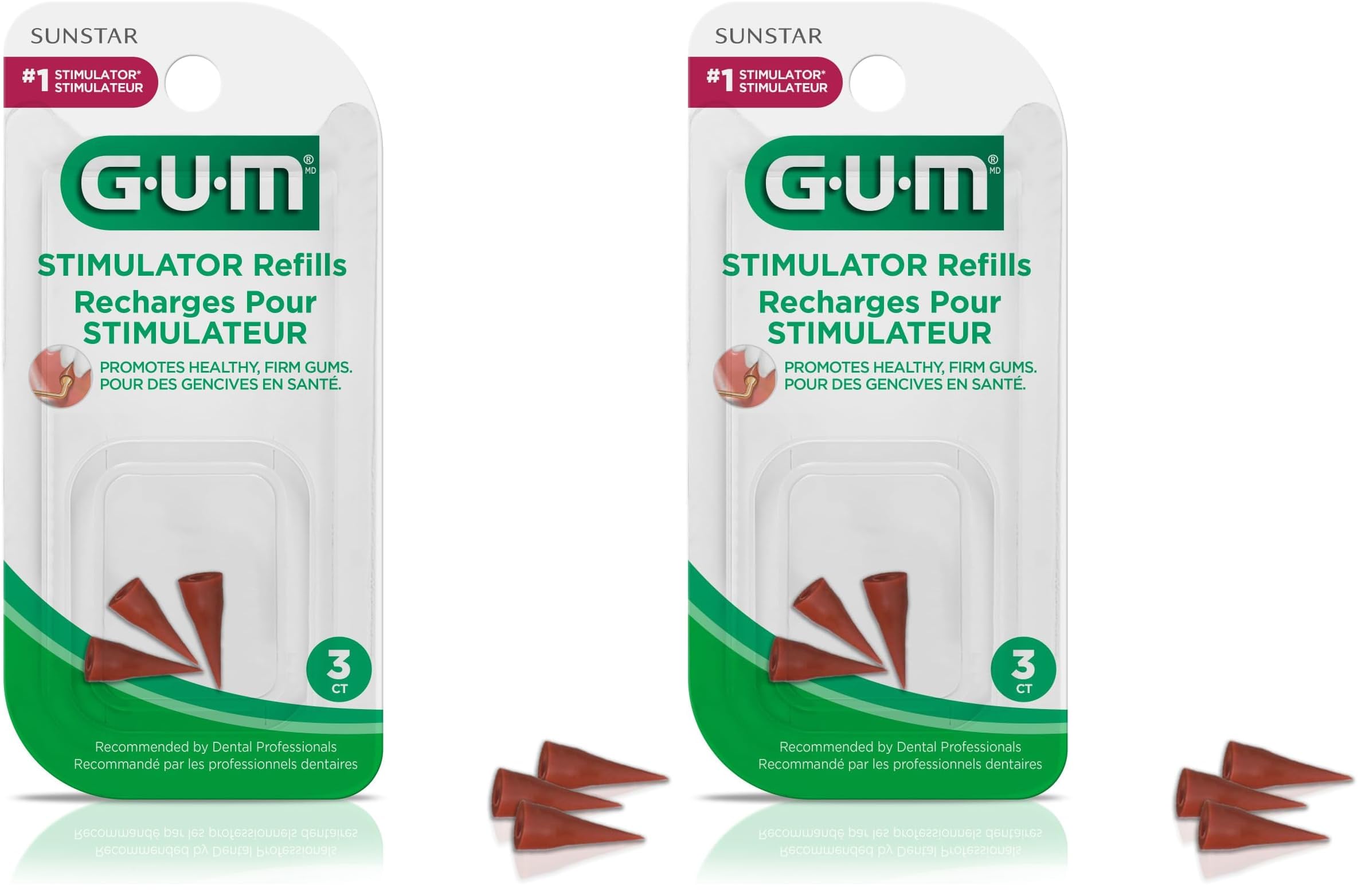 GUM - 601RQA Stimulator Rubber Tip Refills, 3 Count (Pack of 2)