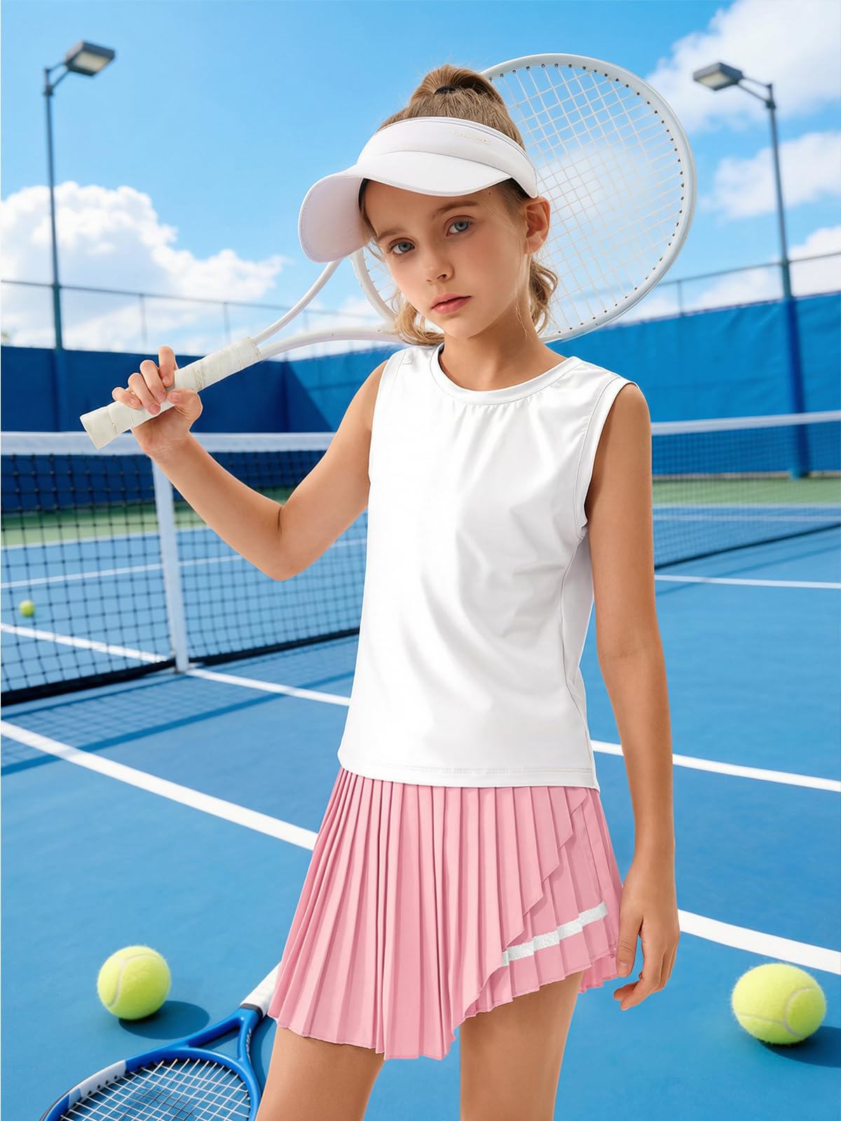 Rolanko 2 Pièces Ensemble pour Filles, Débardeur et Jupe Tenue de Tennis et de Golf D'été Ensemble