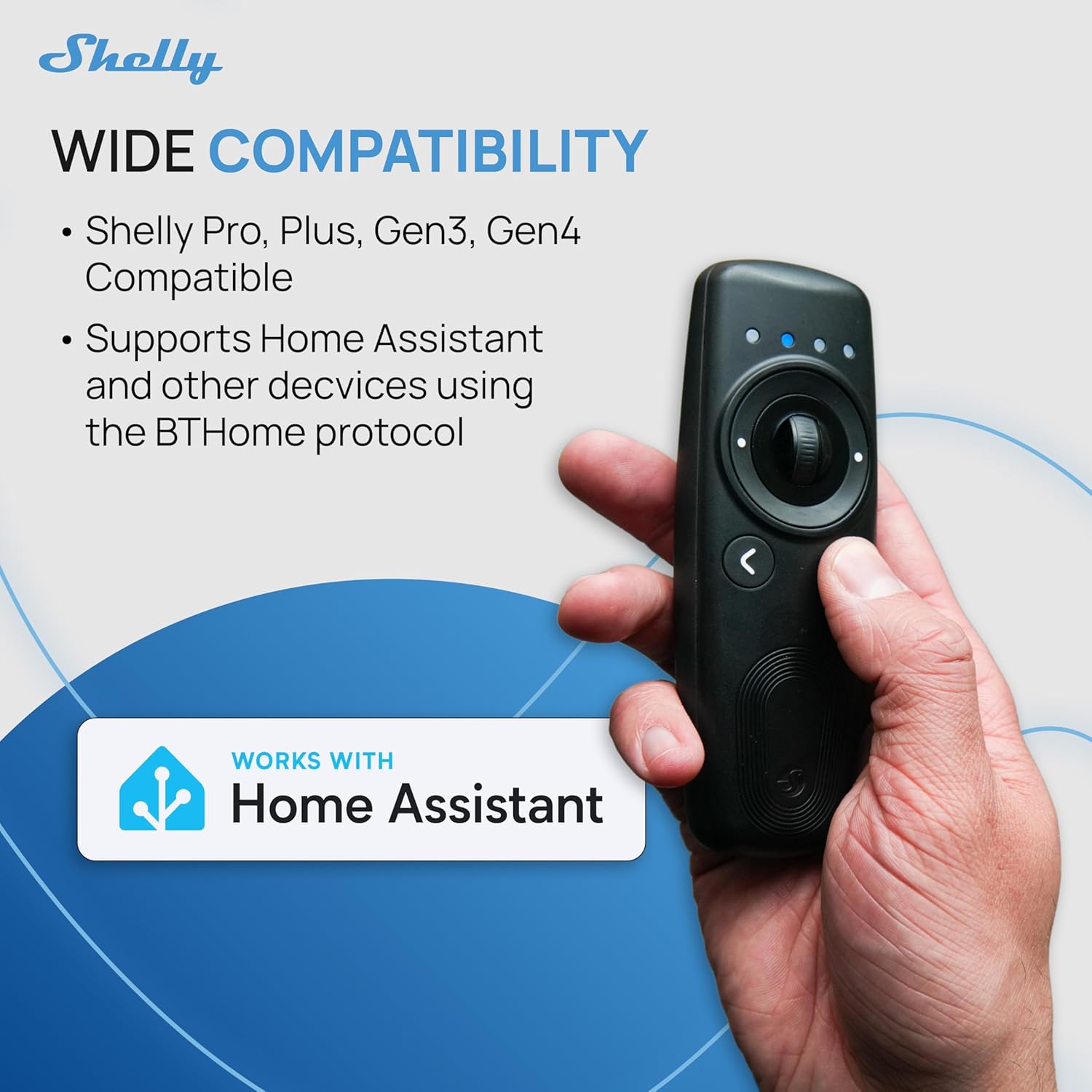 Shelly BLU Remote Control ZB Black, Zigbee & Bluetooth Remote Control for Shelly Devices, Multi-Channel Operation, Gesture Control, Beacon Mode, Easy Pairing, Home Assistant