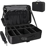 Relavel Makeup Case Large Makeup Bag Professional Train Case 16.5 inches Travel Cosmetic Organizer Brush Holder Waterproof Makeup Artist Storage Box, 3 Layer Large Capacity, with Adjustable Strap