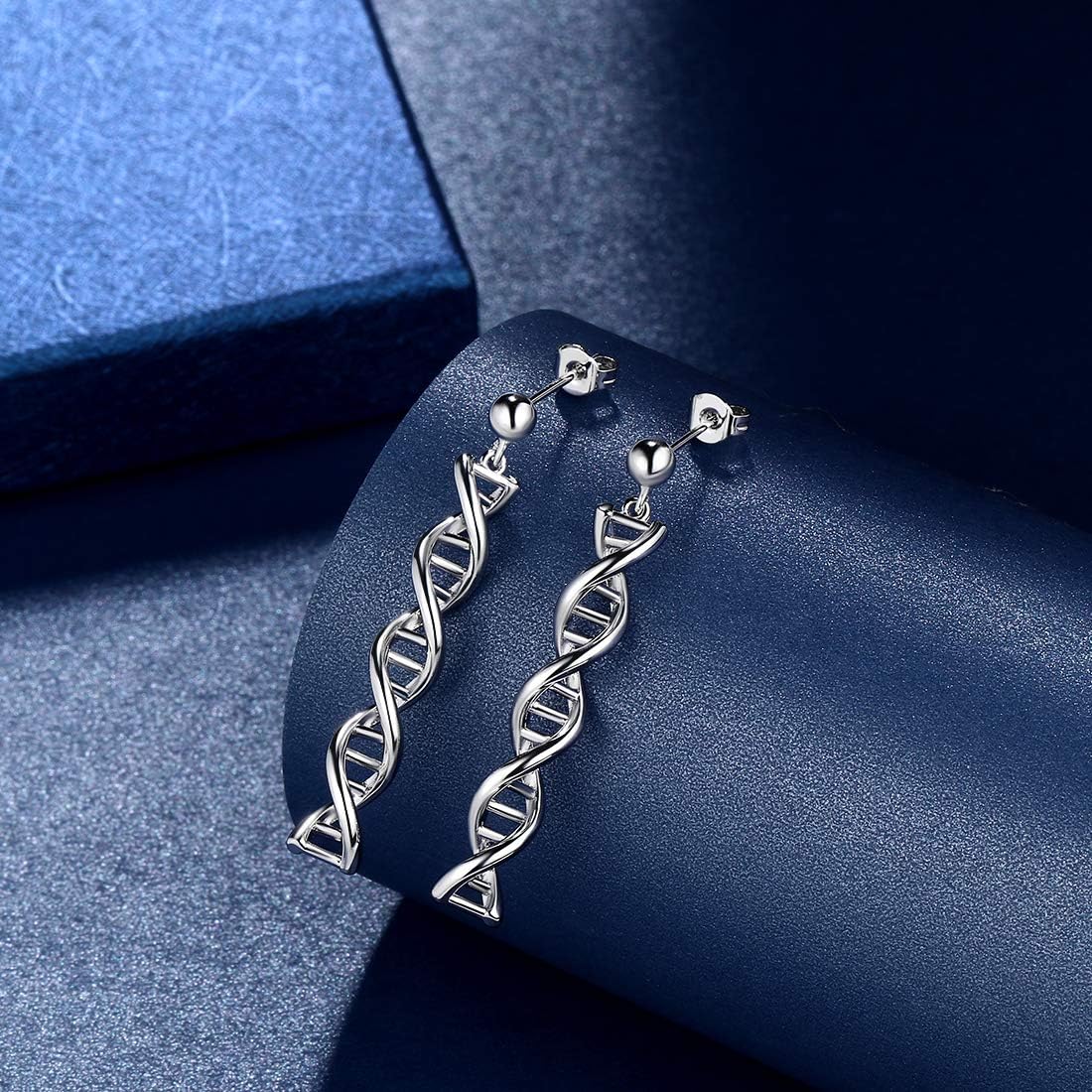 beautlace DNA Double Helix Chemistry Science Molecule Biology Earrings Silver/18K Gold/Black Gun Plated DNA Dangle Earring Jewelry for Women KE0011 - Image 8