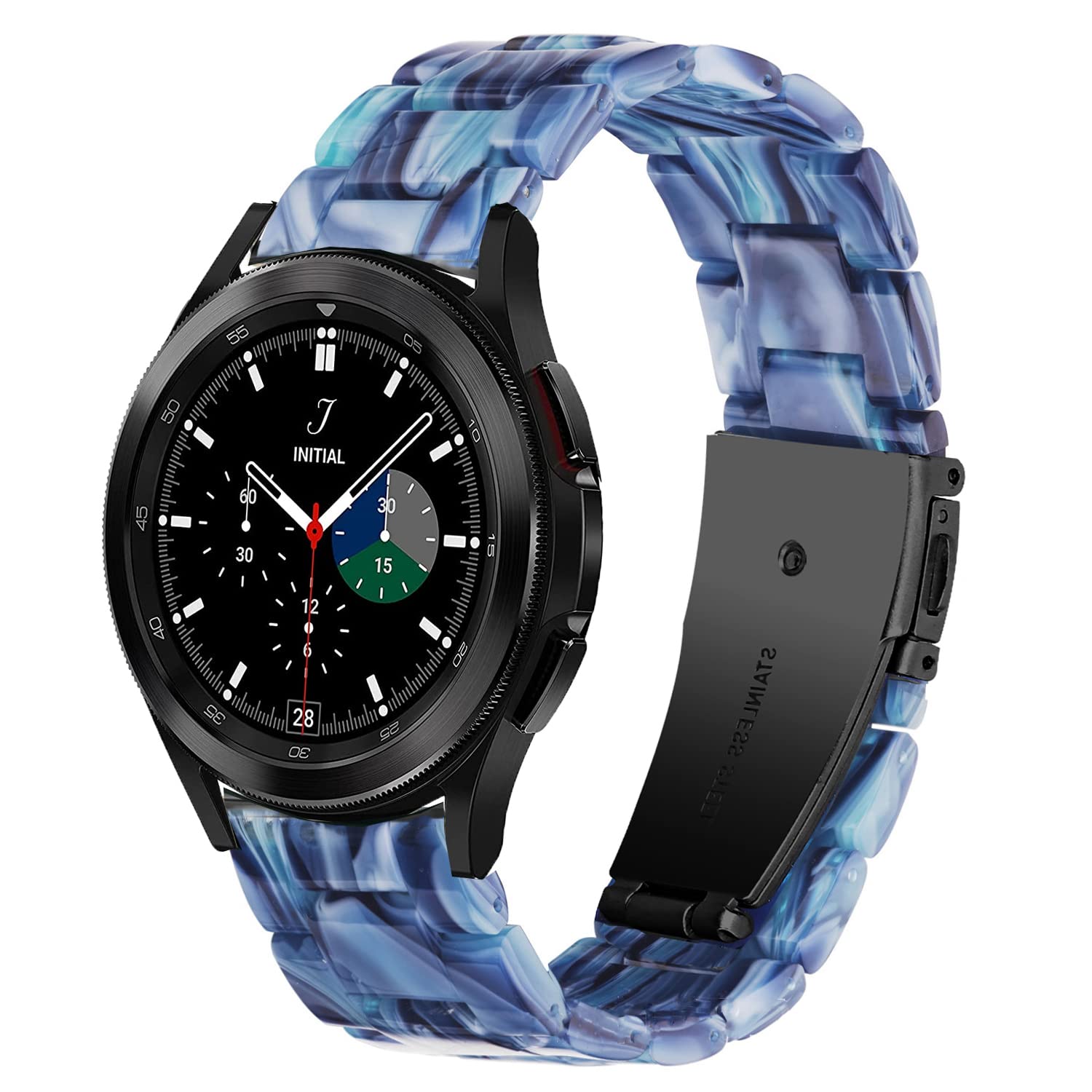 SPINYE Band Compatible with Samsung Galaxy watch 6/6 Classic/Galaxy Watch 5/5 Pro / 4/4 Classic / 3 41mm / Active 2, 20mm Colorful Resin Replacement Strap for Women Men (Crepuscular blue)