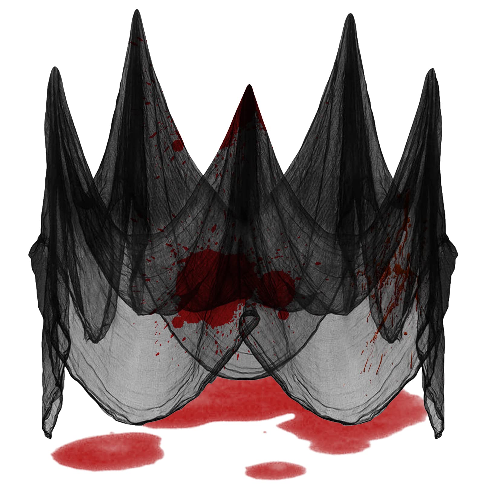 Warmiehomy Halloween Decorations Outdoor 215 x 500cm(85 x 197in) Scary Creepy Cloth Black Spooky Halloween Fabric Cloth for Haunted House Window Door Hanging