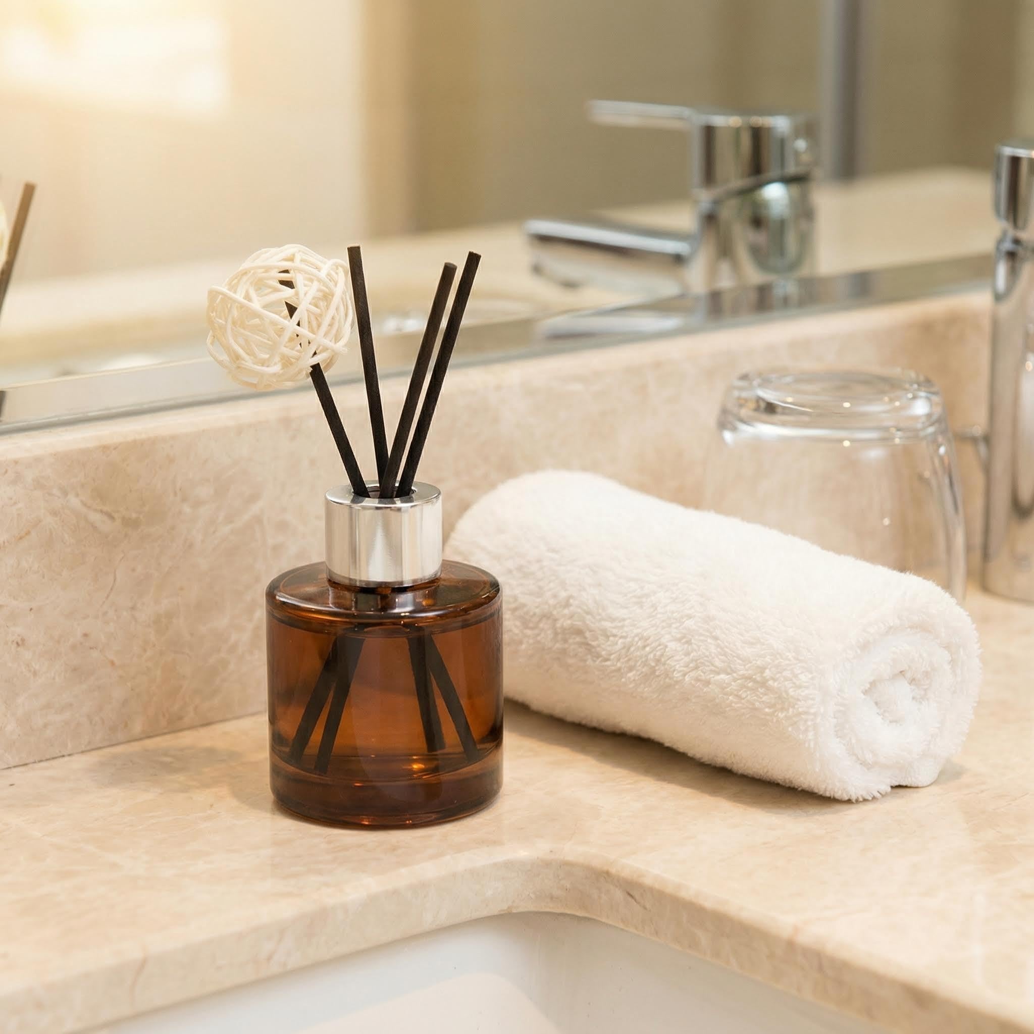 2 botellas difusoras de vidrio vacías de 50 ml, frascos difusores de aceites esenciales, aromaterapia, accesorios de fragancia, uso para bricolaje, juego de varillas difusoras de varillas de