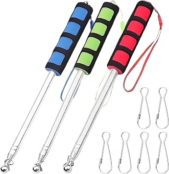 Telescopic Handheld Flagpoles, 3PCS 2M Stainless Steel, Clip Hooks
