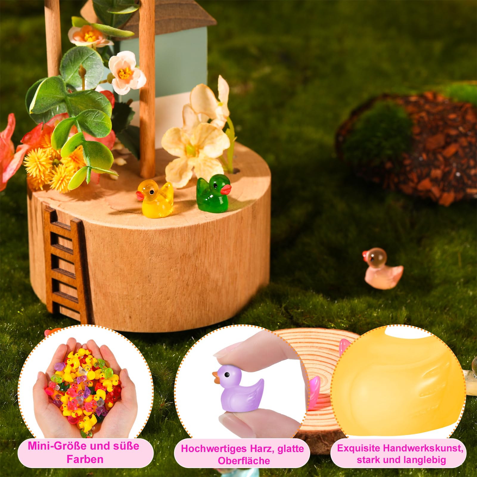 Mini Canards Lumineux 11 Couleurs 200 Pièces Figurines de Canards en Plastique Décoration pour Aquarium Jardin
