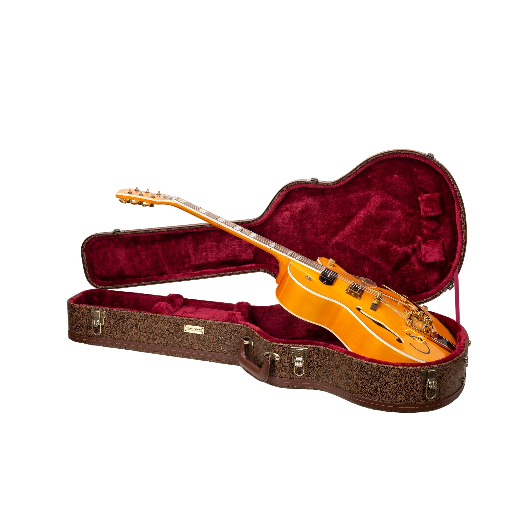 Crossrock Guitar Case for 16" Archtop/Hollow Body/Jazz Electric Guitars - Fits Gretsch Electromatic, Ibanez, Epiphone, Gibson ES Series -Blossom Brown (CRW530JA16BQ)