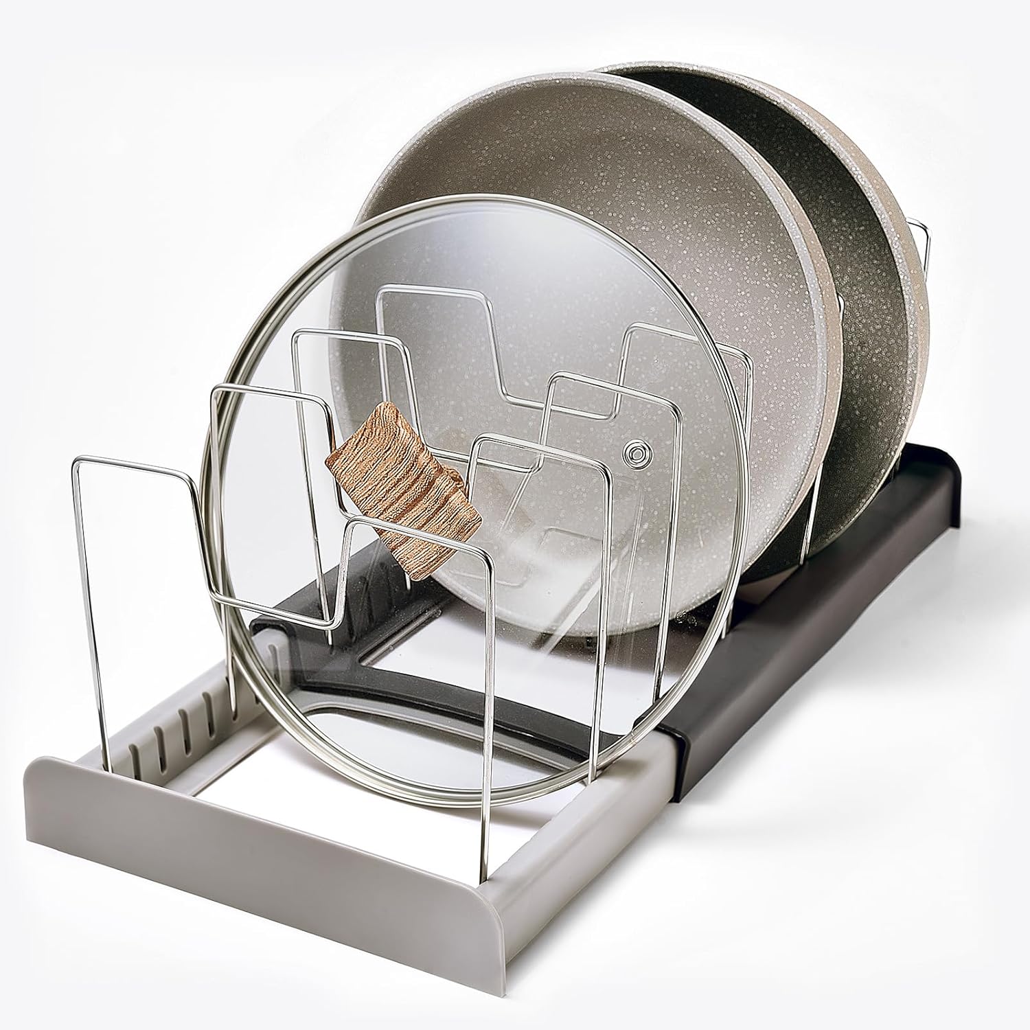 XCVDC Pots and Pans Organiser, Pan Lid Holder With 7 adjustable spacing