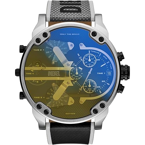 Diesel Mr. Daddy 2.0 Men's Watch with Oversized Chronograph Watch Dial and Stainless Steel, Silicone or Leather Band