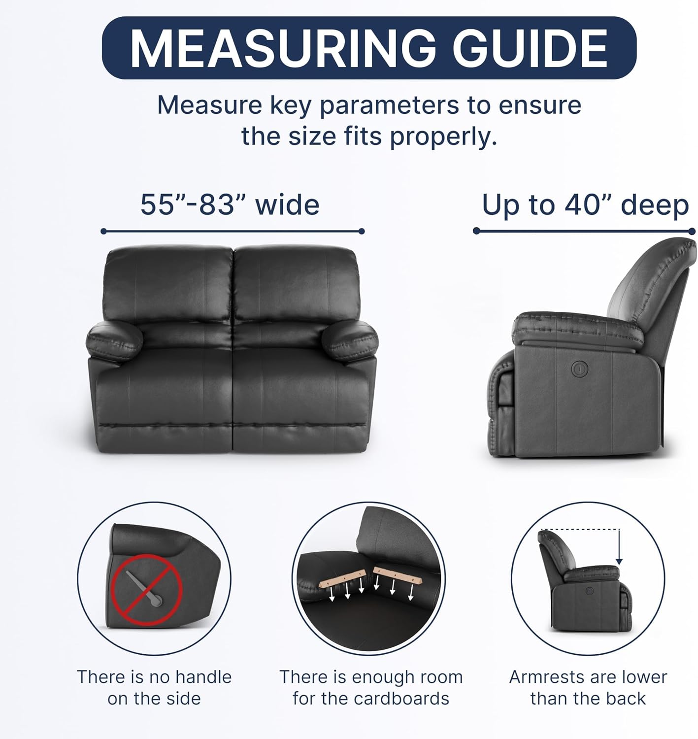 PAULATO BY GA.I.CO. Recliner Cover – Soft Form-Fit Slipcover – Stretch 1-Piece Reclining Furniture Protector – Machine Washable Fabric – Cream (Reclining Loveseat 55"-83" Wide)