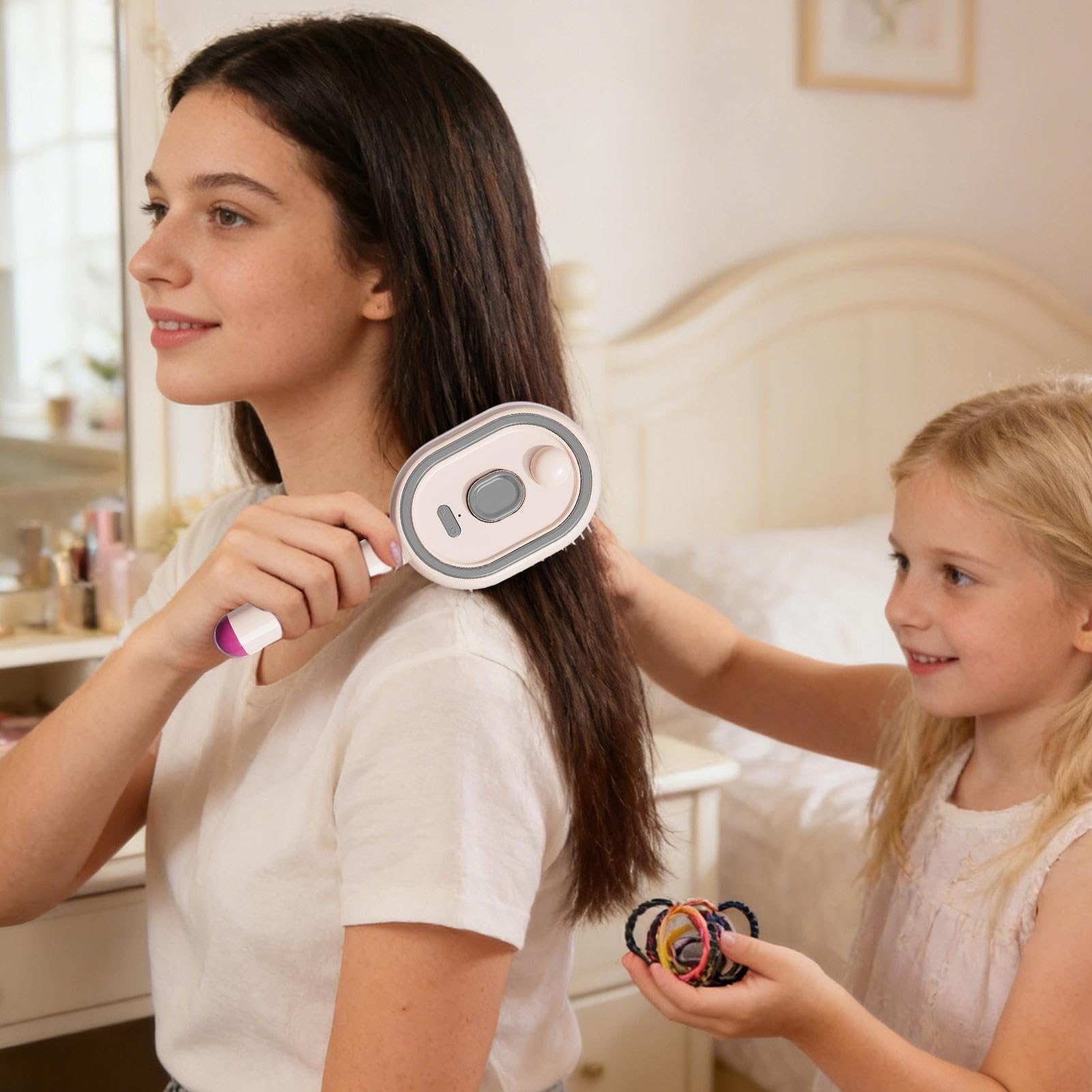Spazzola A Vapore Per I Capelli,Pettine Districante Ricaricabile con Olio, Misurino | Lisciante Al Vapore - Per Capelli Folti Lisci Mossi Ricci E Lisciatura Casa Viaggio Quotidiano Donne E