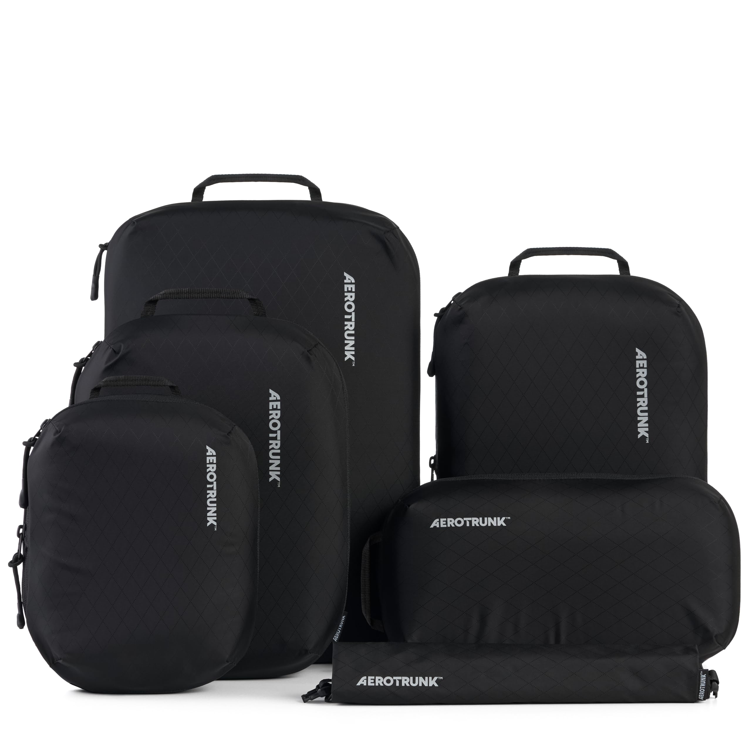 Aerotrunk Ultralight Compression Packing Cubes - Lightweight Travel Organizers for Suitcases and Luggage (6-Pack, Black)