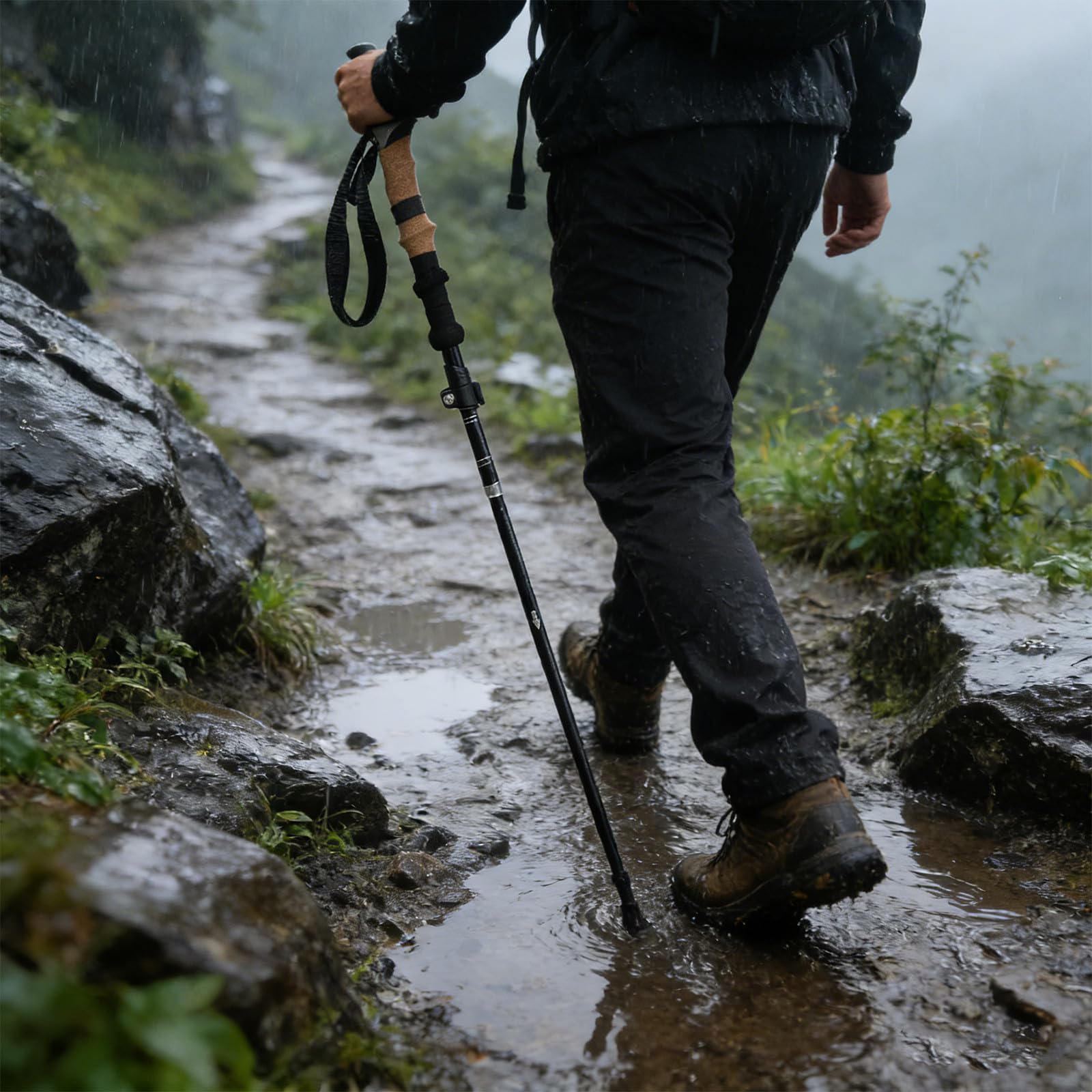 Bastón Plegable para Personas Mayores: Bastón de Trekking Ultraligero con empuñadura de EVA - Plegable para Senderismo, montañismo, Caza y Viajes, 125 cm/49 Pulgadas