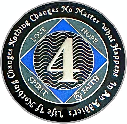 Miniatura 5 de (Años 1-55) NA Medallón de 36 años, plata, chapado en color azul, narcóticos cubiertos de epoxi Moneda anónima (NA 36 años medallón)