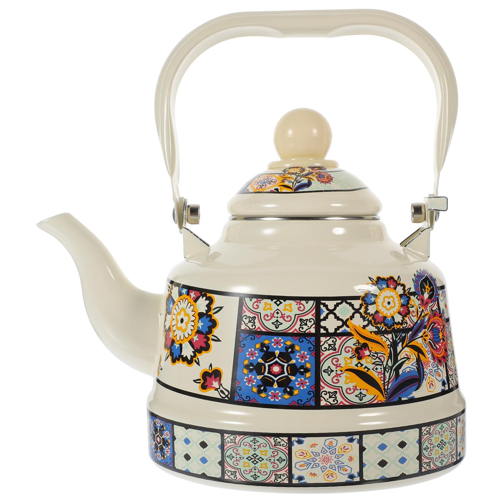 Kichvoe Bouilloire Vintage En ÉMail 1.1L Pour CuisinièRe Bouilloire Chauffante RéTro Avec PoignéE Conception Facile À Nettoyer Pour Thé En Vrac