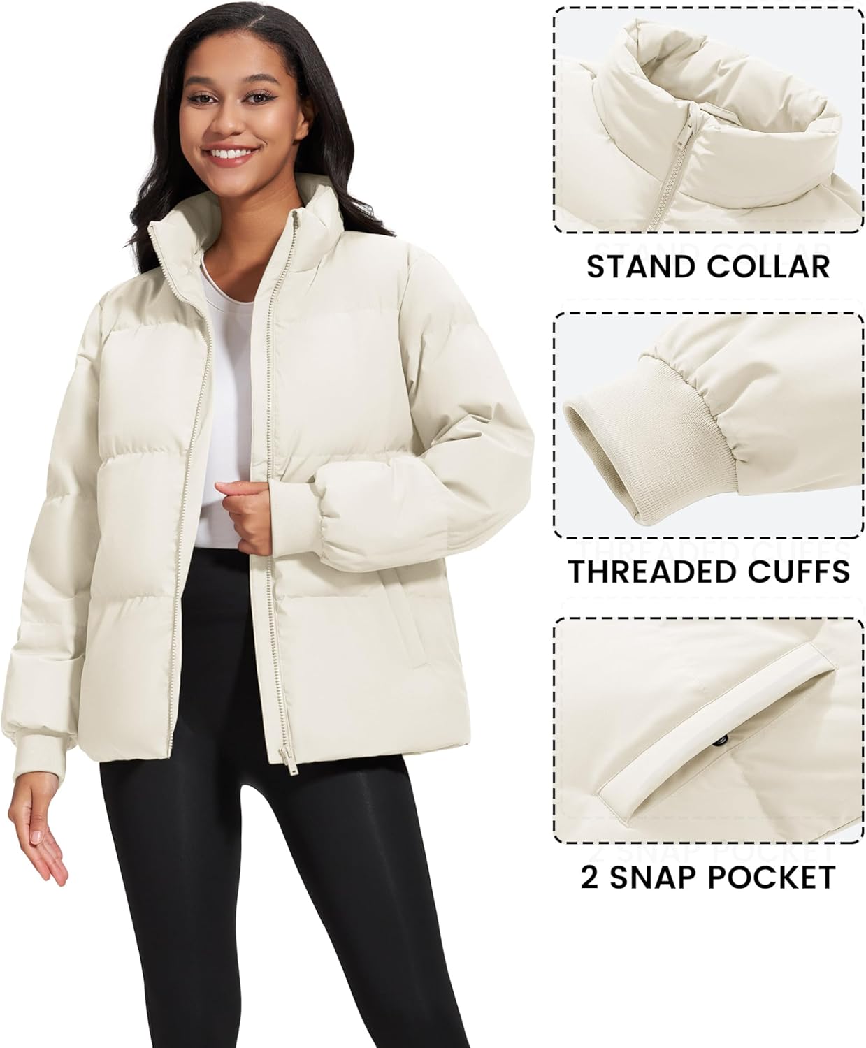 YUCOLEN Women's Winter Windproof Warm Down Jackets Lightweight Water-Resistant Quilted Padded Puffer Jackets with Pockets - Image 4