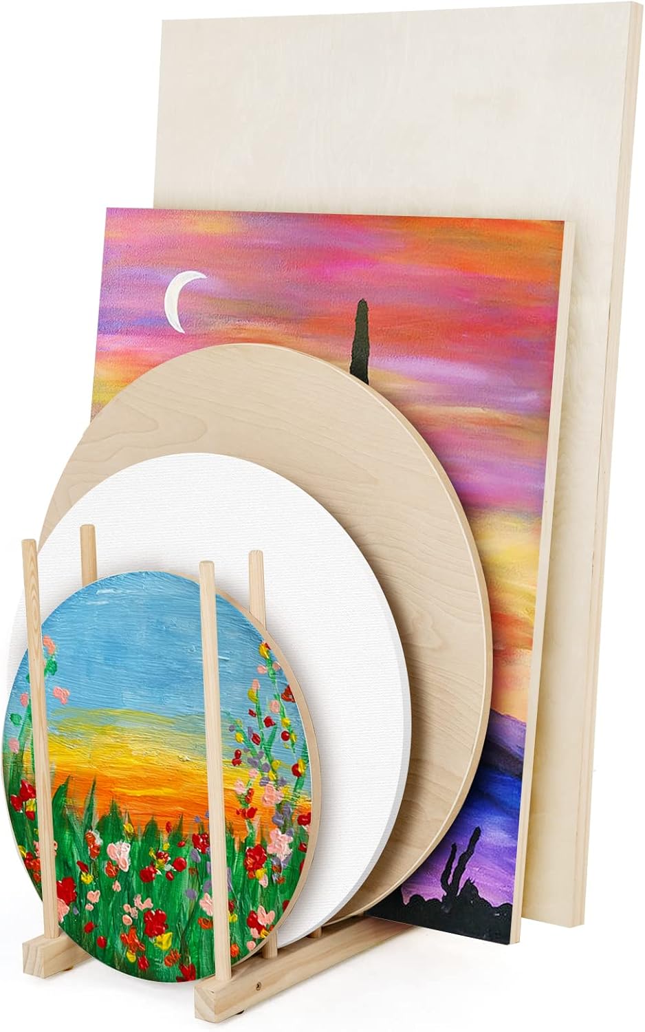 Falling in Art Small Wooden Art Storage Rack Canvas Drying Stand for