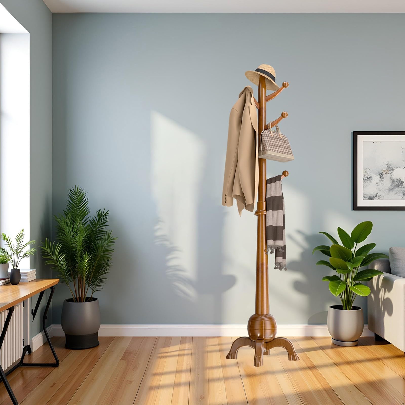 Wpptnsfy B Modern Adjustable Freestanding Coat Rack – 8-Hook Coat Tree With Sturdy Ase For Entryway, Edroom, Living Room & Office | Space-Saving Design