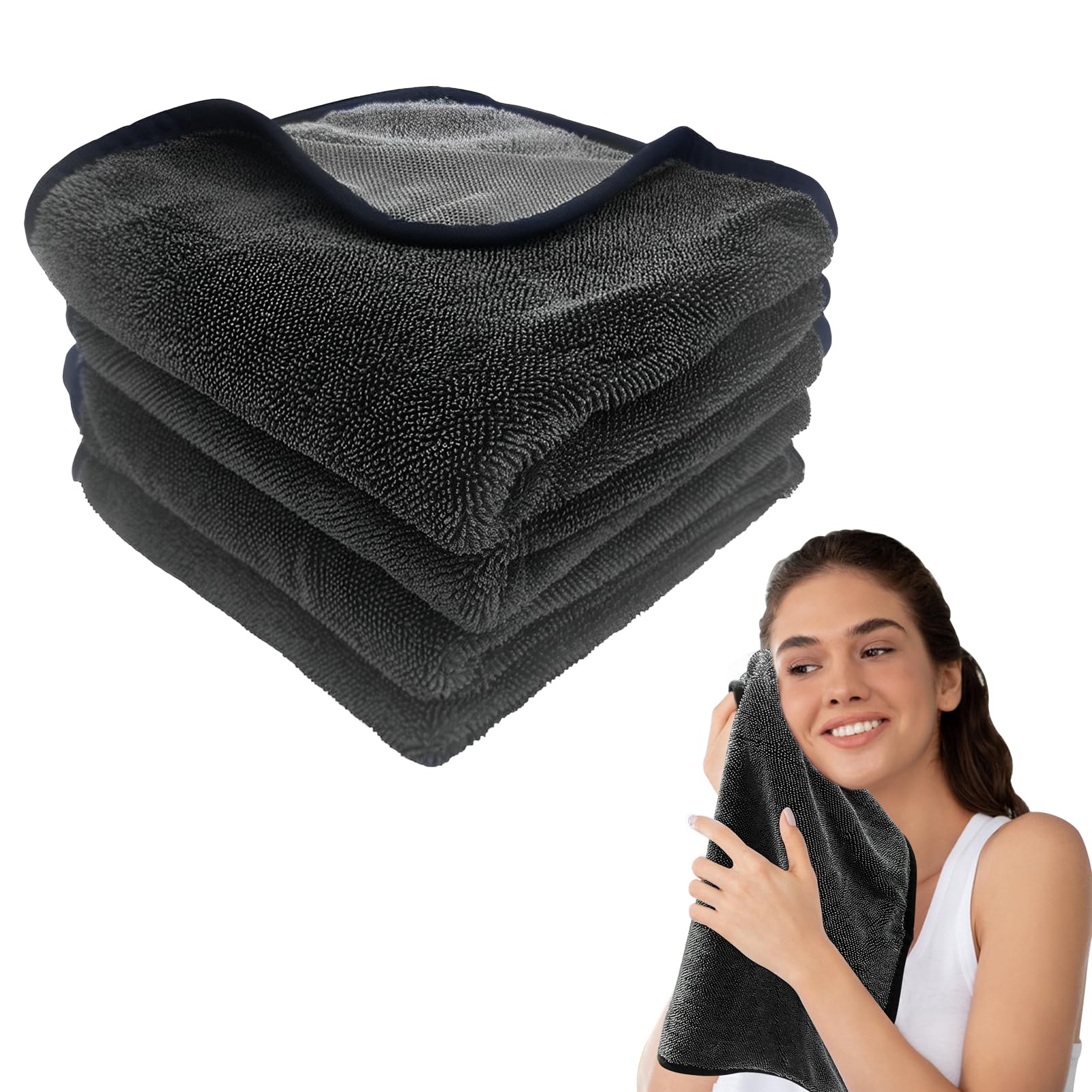 HIYAA Shiny Bath Panno Asciugatura Rapida Per Doccia – 4 Pezzi, 40x60 Cm, Microfibra, Antimacchia E Senza Pelucchi