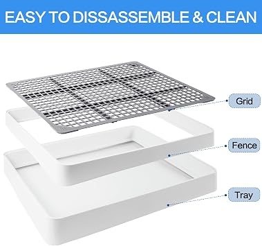 2 Pack Rabbit Litter Box with Grate, Large Shallow Bunny Litter Box Tray Plastic Guinea Pig Training Pan for Small Animals, Hedgehog, Hamster, Chinchillas, 14.5 x 11.6 x 2.5 Inch