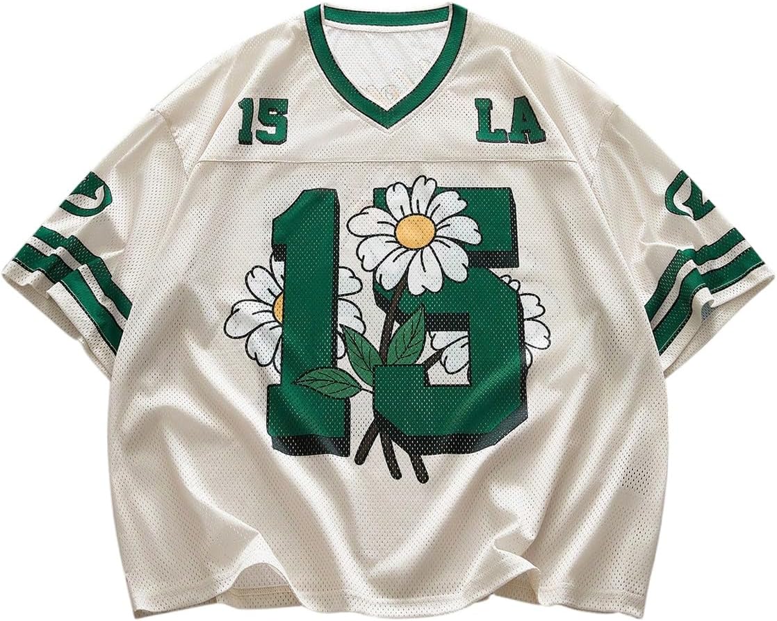 SOLY HUX Men's Graphic Tees Jersey Shirts Number Print Tees Baggy Basketball T-Shirt Streetwear Y2k Clothes