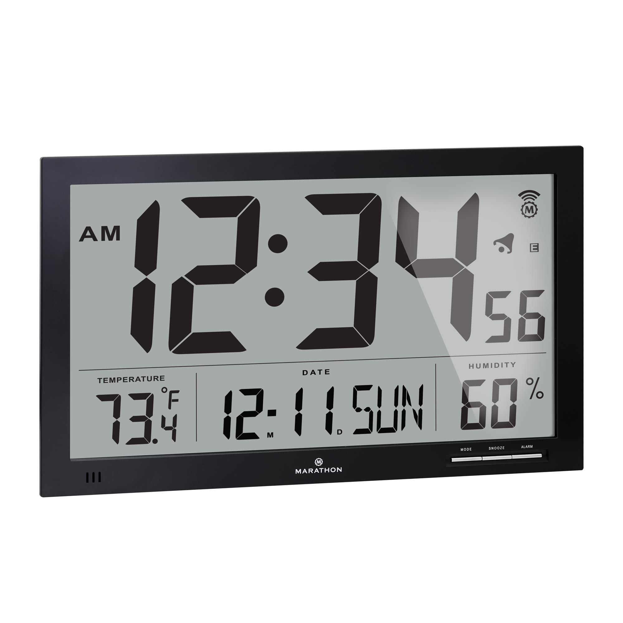 MARATHON CL030062BK SlimJumbo Atomic Digital Wall Clock with