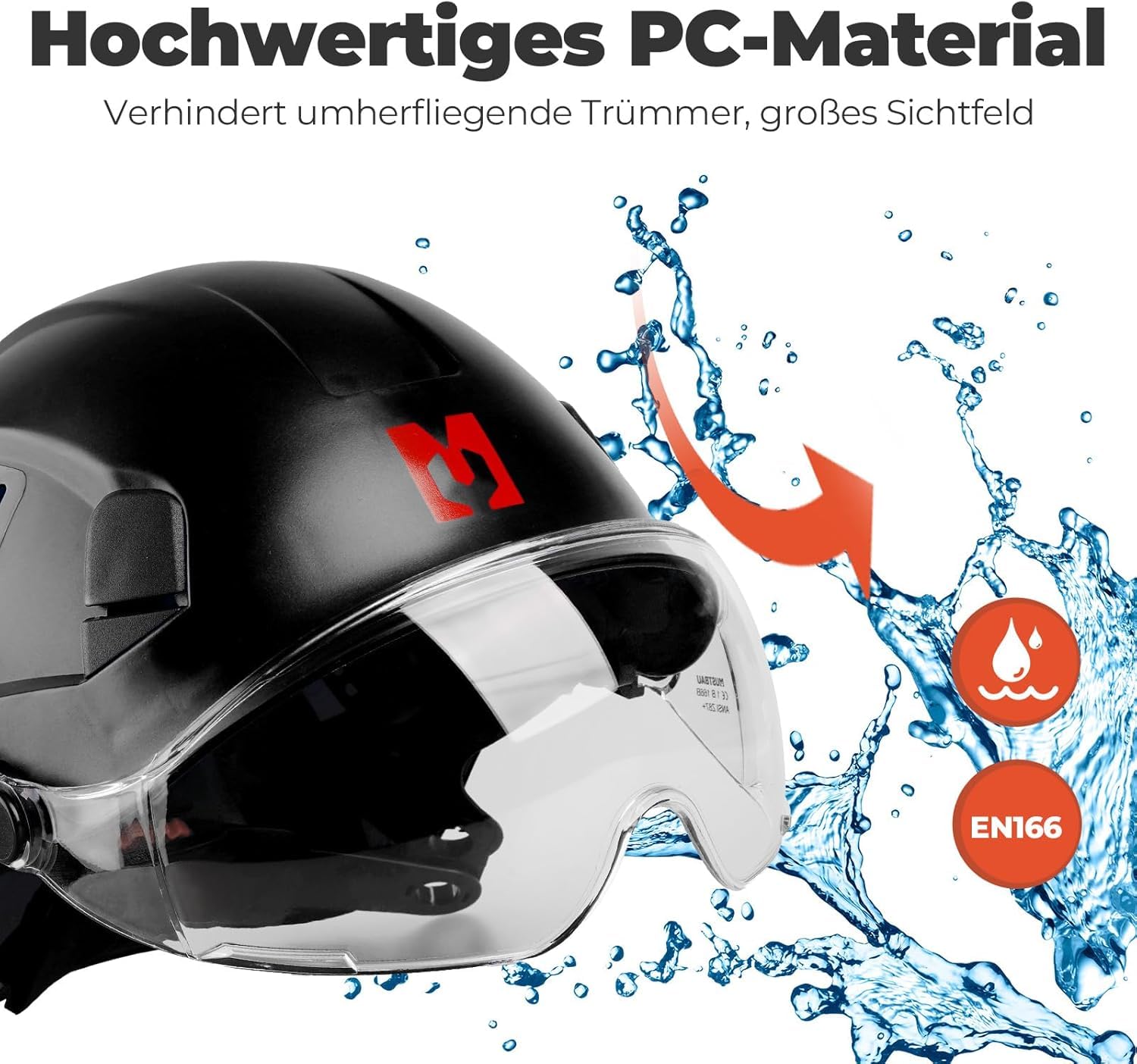 Forsthelm EN397 Bauhelm & Schutzhelm mit Visier und Gehörschützern, ABS-Arbeitshelm für Erwachsene Forstwirtschaft & Baustelle 53-63cm verstellbar