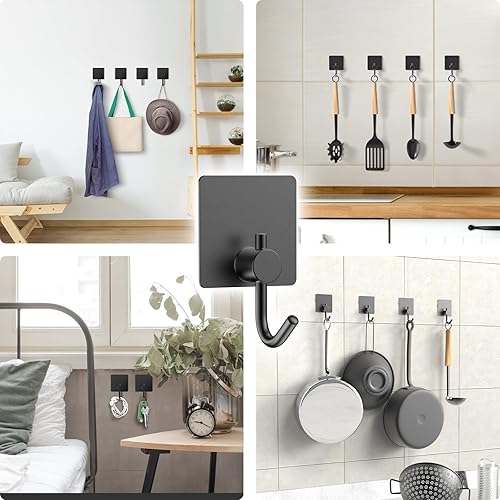 Miniatura 5 de DOMAXCAI Ganchos para toallas, 4 ganchos adhesivos mejorados, resistentes, ganchos de pared impermeables para colgar, ganchos fuertes para toallas,