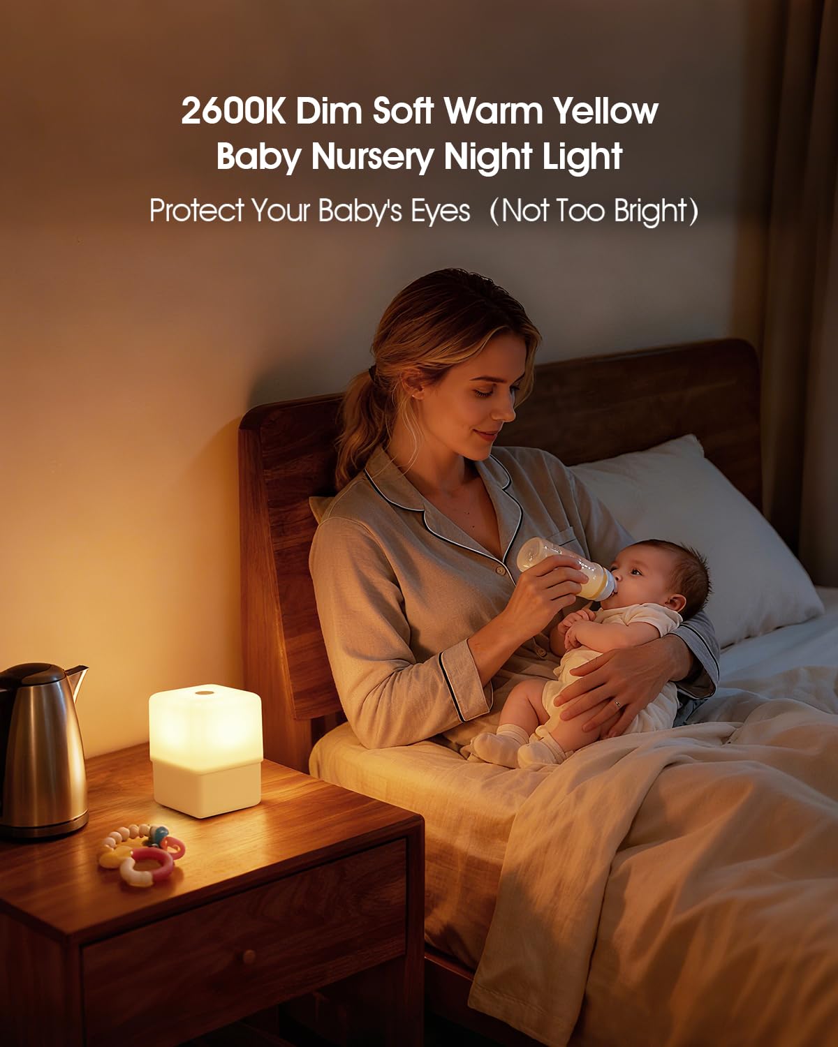 JJ&RY Fun Lift Touch Lampade per comodino, luce notturna morbida e calda per bambini per asilo/allattamento al seno/aiuto per il sonno, batteria 2000 mAh, dimmerabile, piccola, senza fili, luce