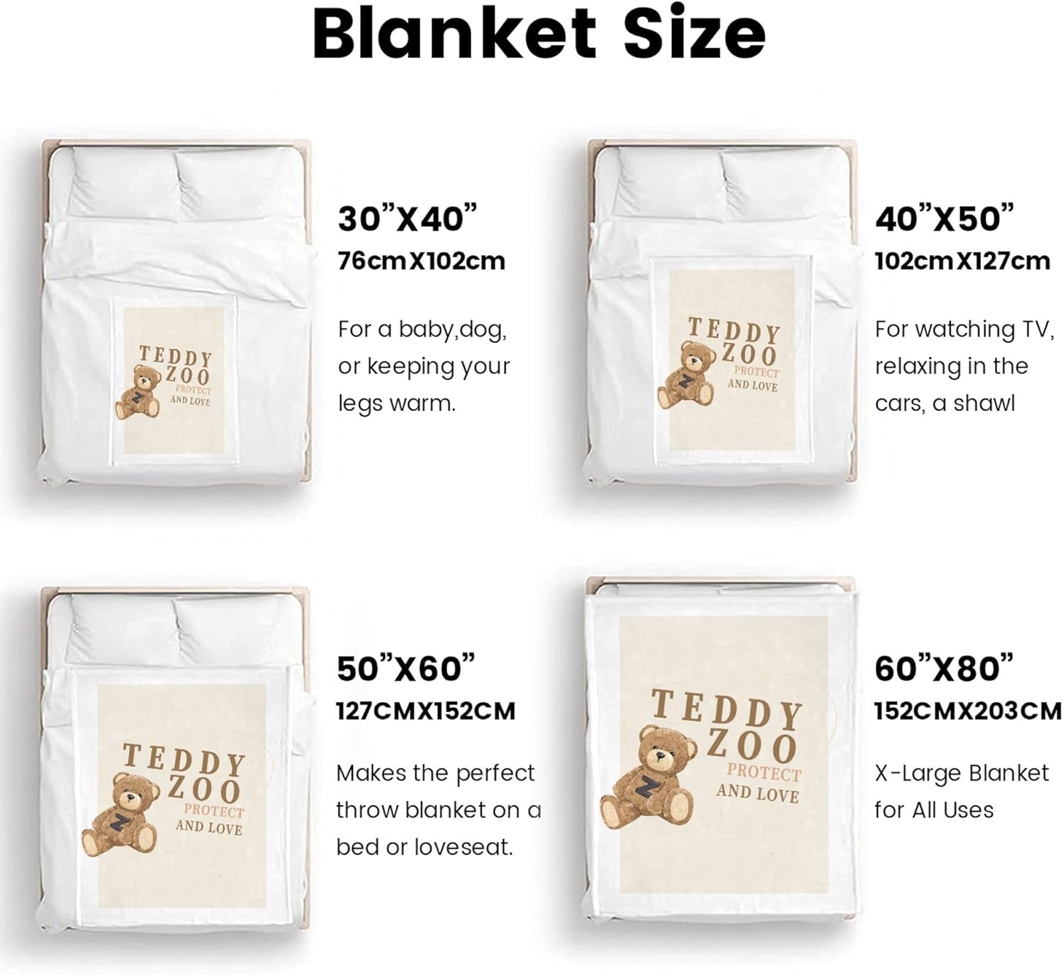 Super Soft Bear Fleece Throw Blanket - Warm Cozy Blanket for Couch Bed - Fluffy Travel Blanket - Fall Winter (60x80)