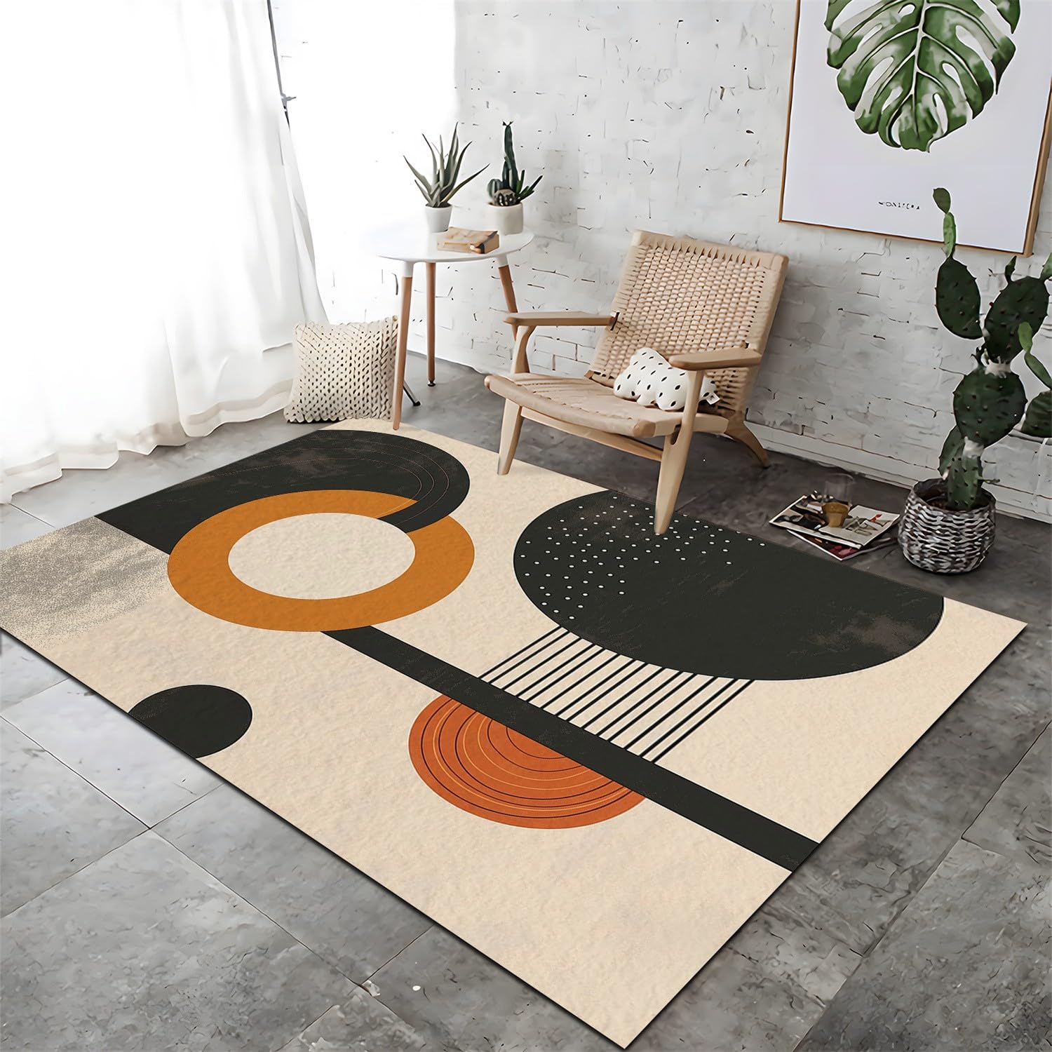 Tapis de salon moelleux et doux au design bohème épuré