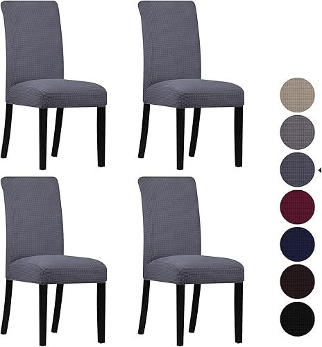 Leorate Juego de 4 fundas elásticas para sillas de comedor, fundas para sillas Parsons, extraíbles y lavables, fundas para sillas de cocina para