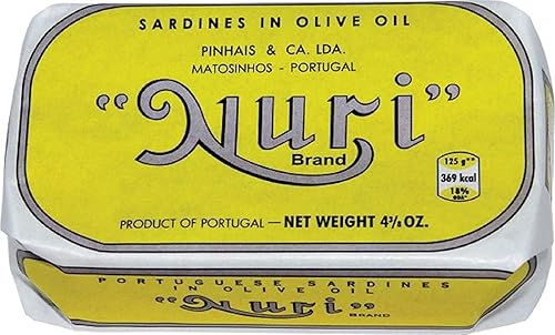 NURI Sardinas portuguesas en aceite de oliva - Paquete de 8 - (latas de 4.4 onzas)