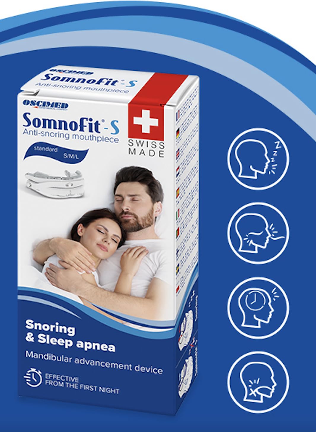 S - Orthèse Anti-Ronflement - Gouttière Dentaire Flexible et Thermoformable - Design Breveté, Grand Confort - Orthèse Mandibulaire Fabriquée en Suisse