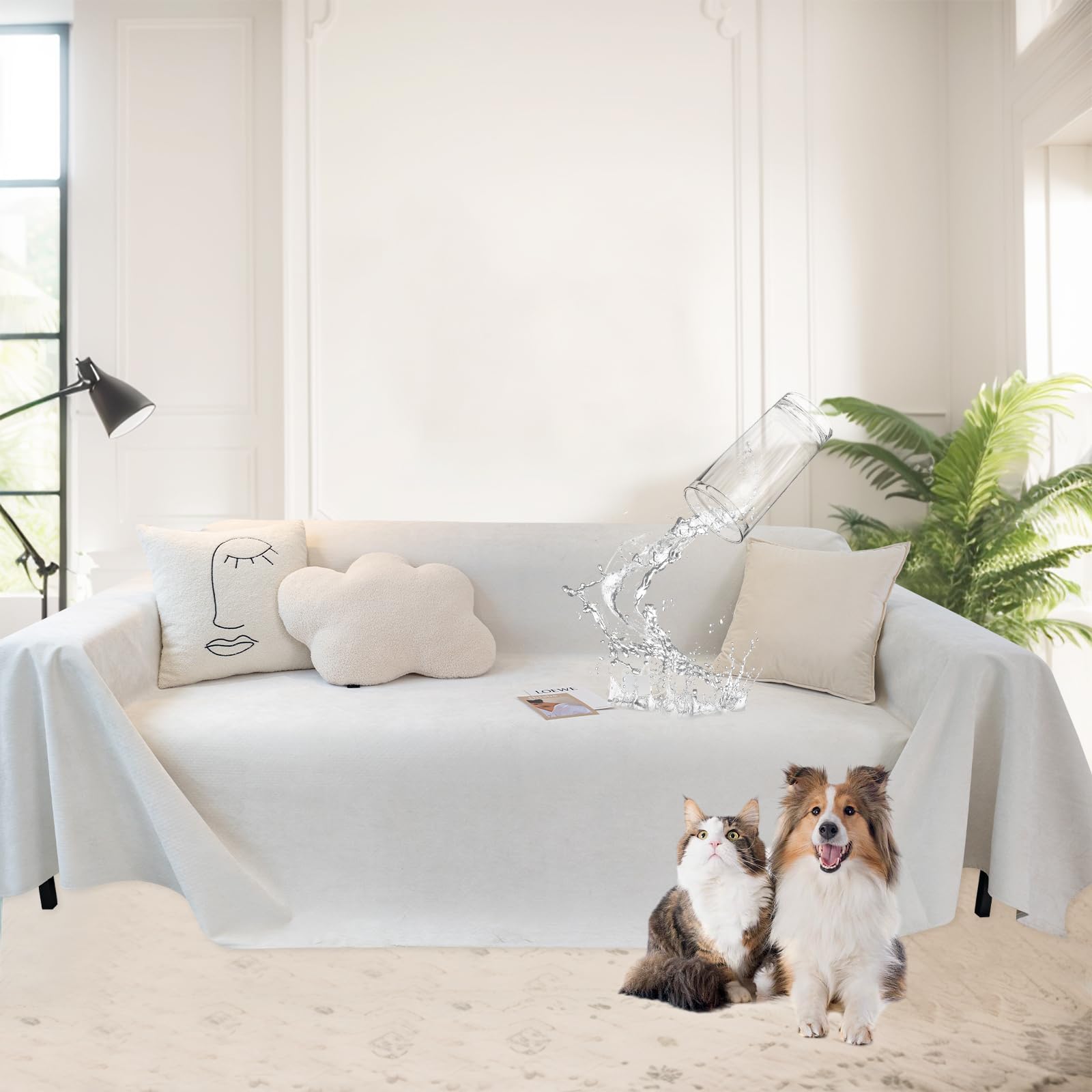 jianyana Sofa Covers Soft Durable Reversible Chenille Sofa Slipcover Couch Covers Modern Plaid Universal Furniture Protector for 1 2 3 4 Seater Sofa Loveseat L-shape Corner Futon Sofas