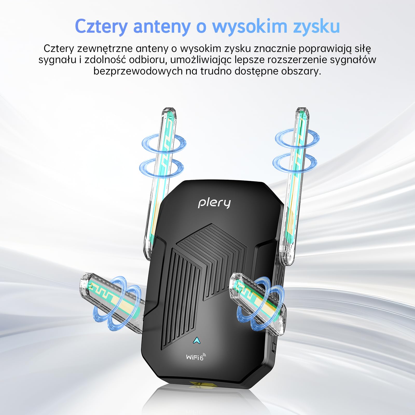 Wzmacniacz Sygnału Wi-Fi 6 AX1500, 5GHz/2,4GHz Dwuzakresowy Repeater WiFi Dalekiego Zasięgu, Wzmacniacz WiFi z Portem Ethernet, MU-MIMO, WPS, Wzmacniacz WiFi Kompatybilny z Każdym Routerem