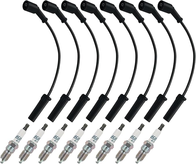 41962 Spark Plugs(8) + 9748HH Herlux Spark Plug Wires (8) for