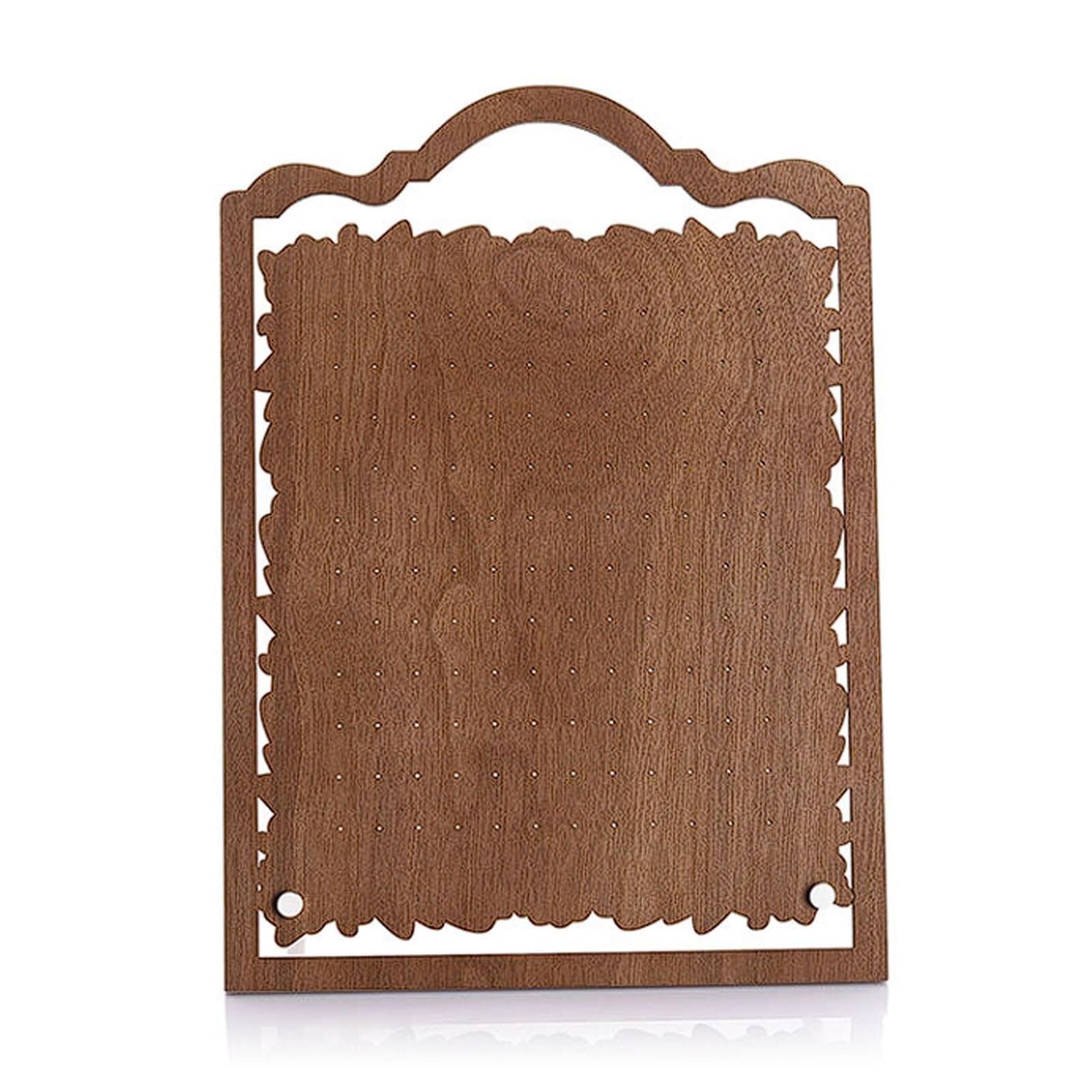 WxuuLTGJR Plywood Jewelry Display Stand Walnut Necklace Tower Rack Jewelry Easel Stand Earring Organizer Tree Carved Hanging Showcase Holder(20 * 7.5 * 26.5cm)