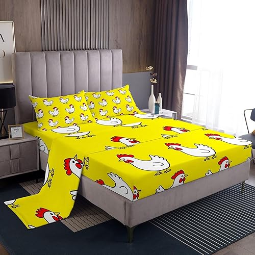 Miniatura 7 de Juego de sábanas de pato de dibujos animados para niños y niñas, sábanas tamaño individual, bonito juego de ropa de cama de pato dibujado a mano,