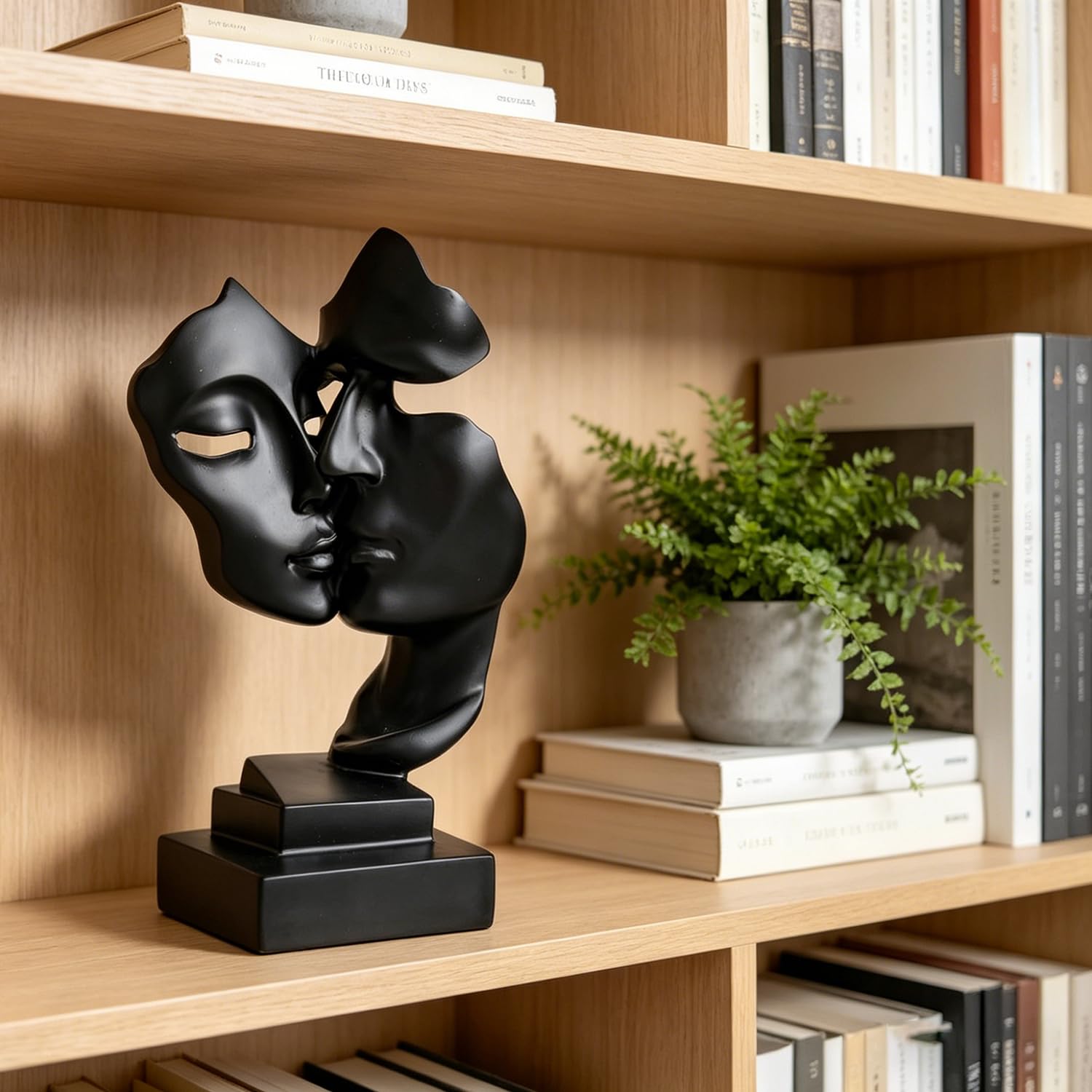 Estatua de Pareja,Centro de Mesa Decorativo Salon,Escultura Abstracta, Decoración de Estantería,Figuras Decorativas,Decoracion Hogar,Decoracion Mesa Comedor（Negro）