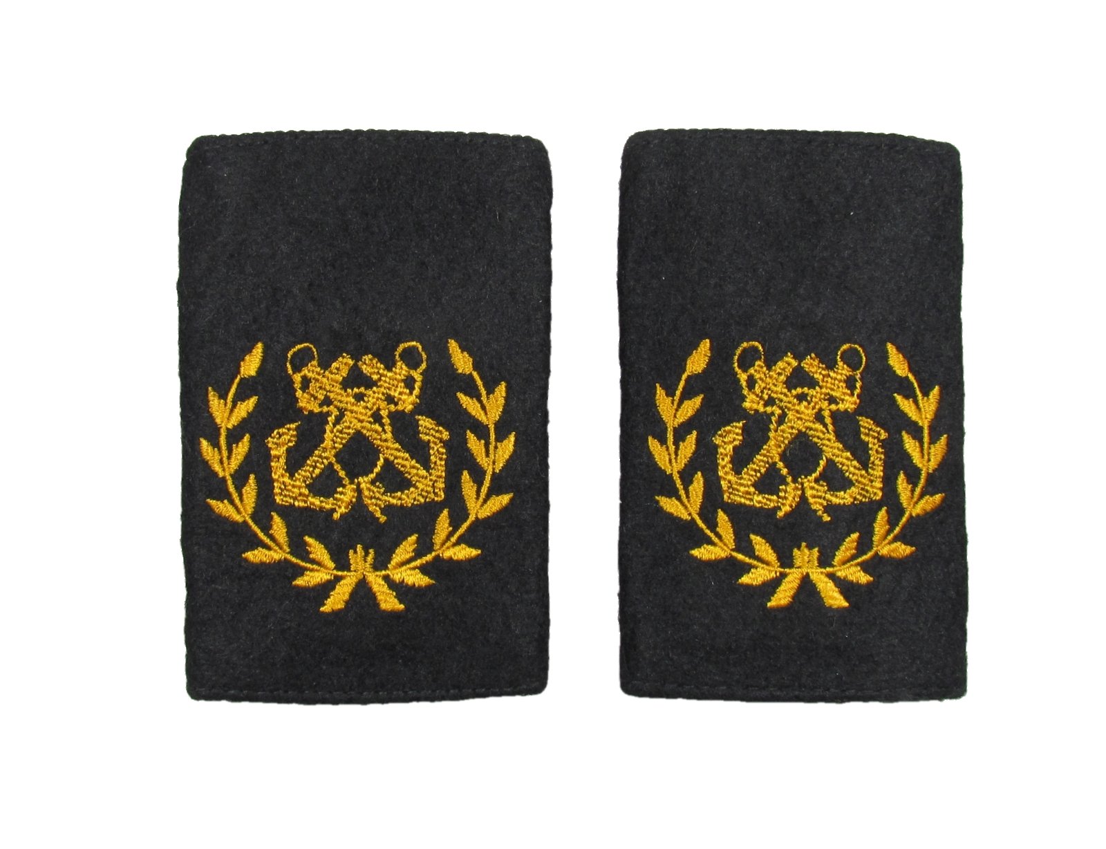 Uniform Store London Men's Black Epaulette Silk Bosun/Boatswain Crossed Anchor In Wreath Merchant Navy Pair