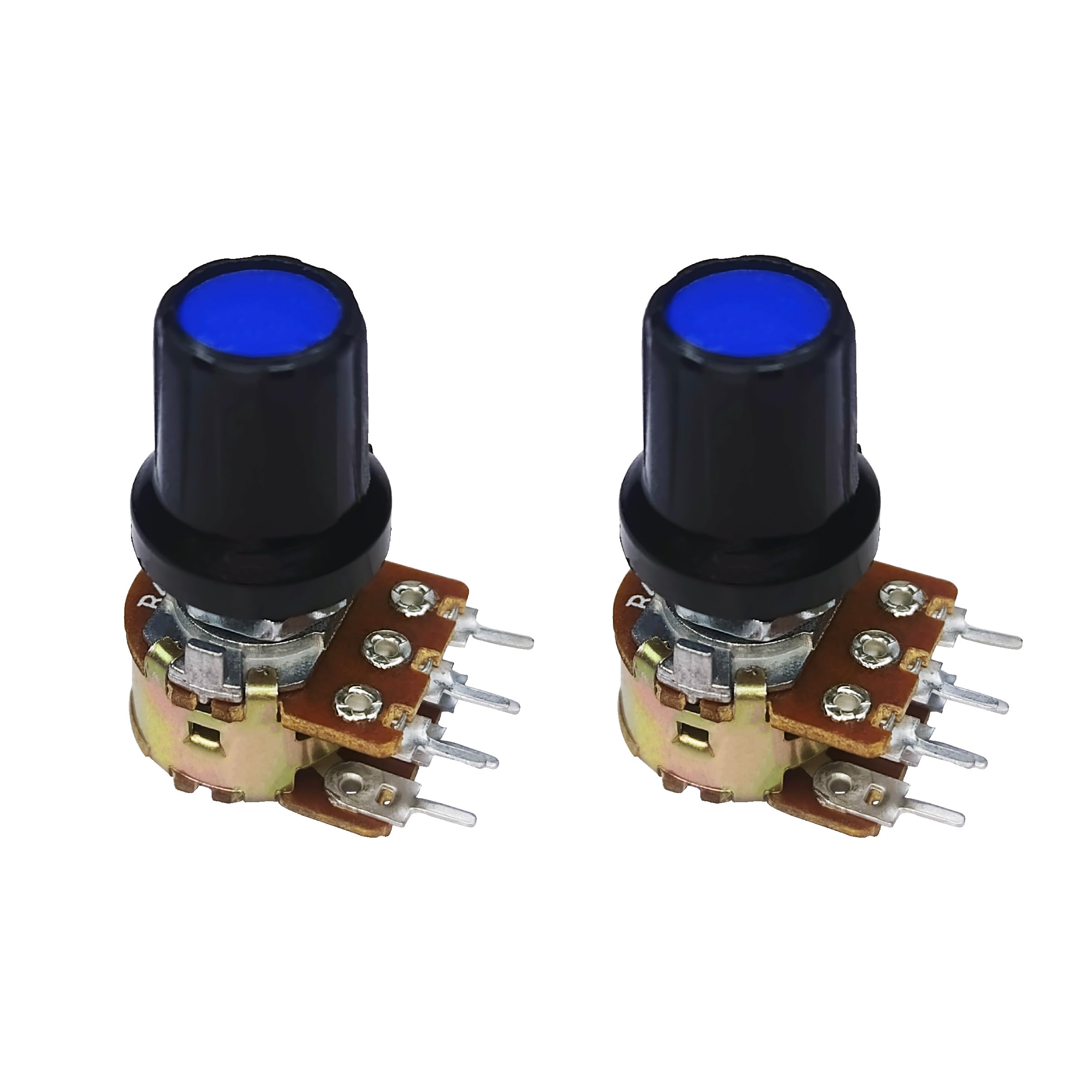 Vincentvolt 47K Dual Gang Rotary Potentiometer with Blue Color Knob or Cap, D-Shape Shaft Handle, 6-Pin (2)-image-45